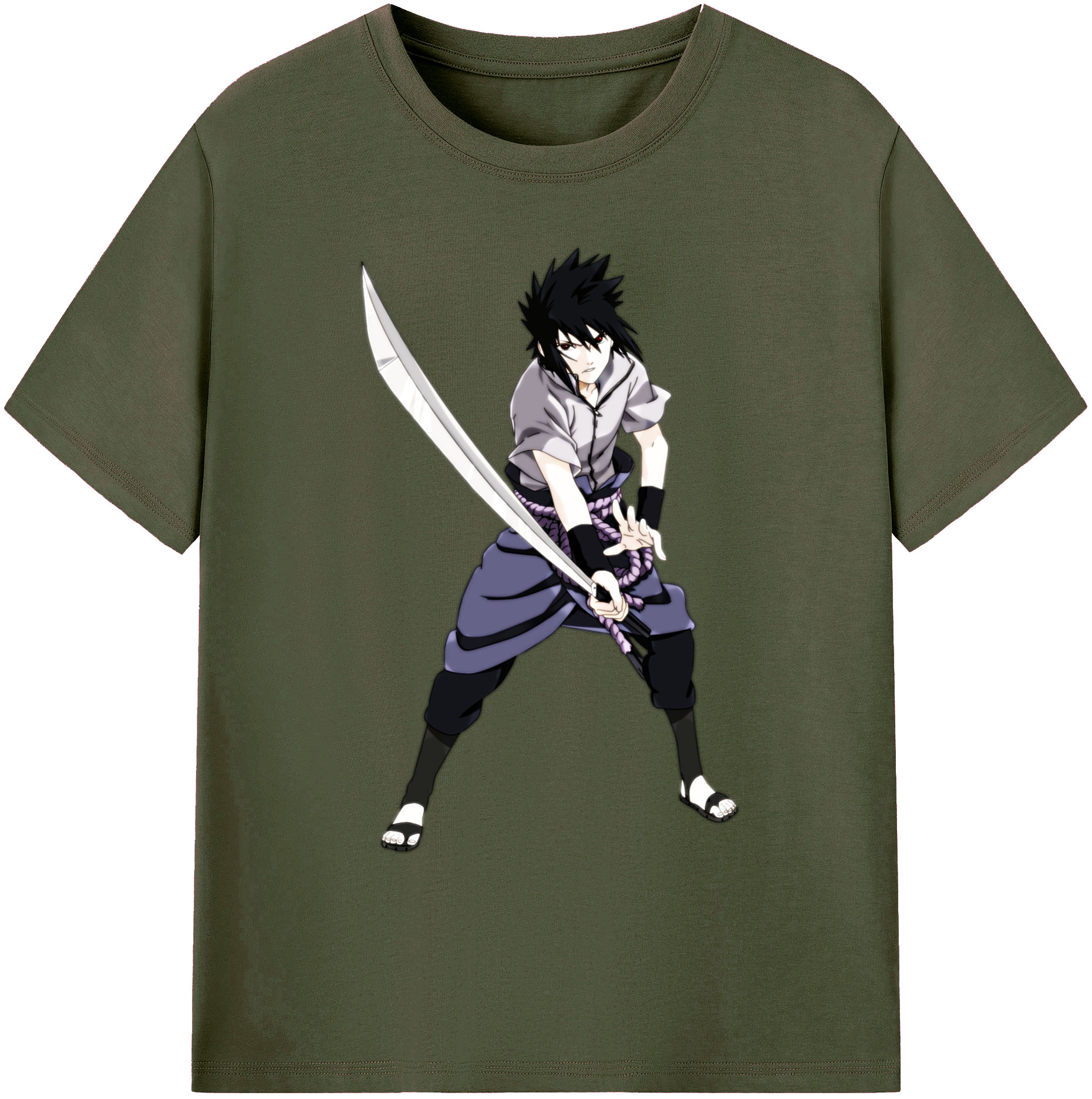 （画像用） NARUTO -ナルト- うちは サスケ Uchiha Sasuke 綿100％ メンズ半袖Tシャツ｜肌触りやわらか＆通気性